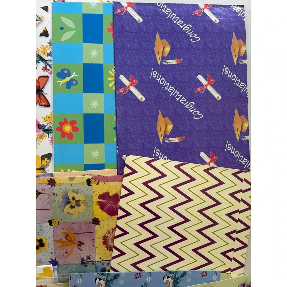 VTG 90s Y2K Gift Wrapping Paper Lot Floral Birds Butterfly Craft Junk Journal